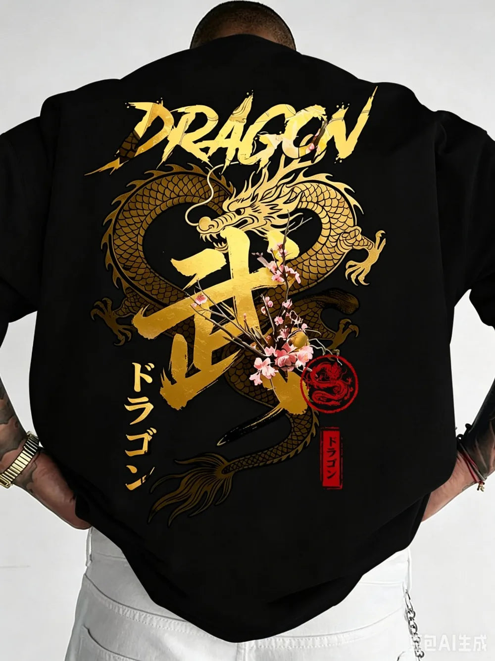 3D Golden Dragon Sports T-shirt
